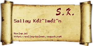 Sallay Kálmán névjegykártya